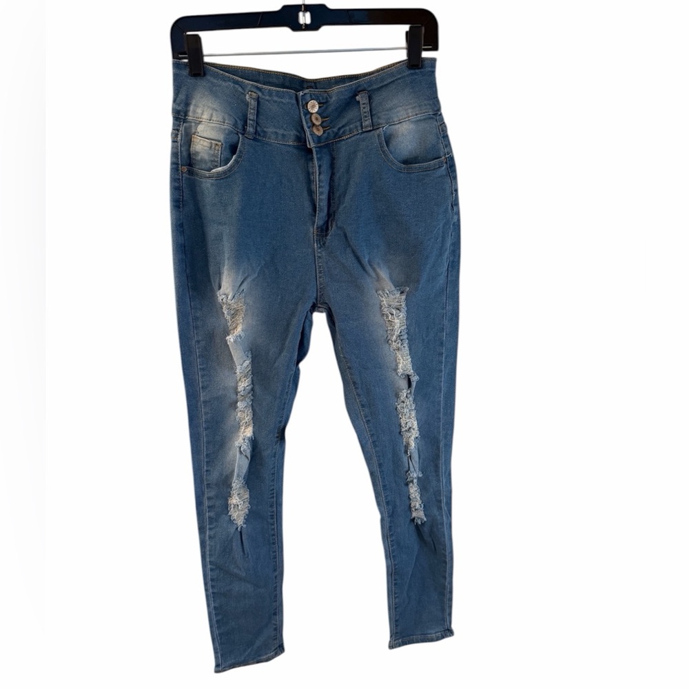 High-Rise Distressed Blue Women’s Jeans